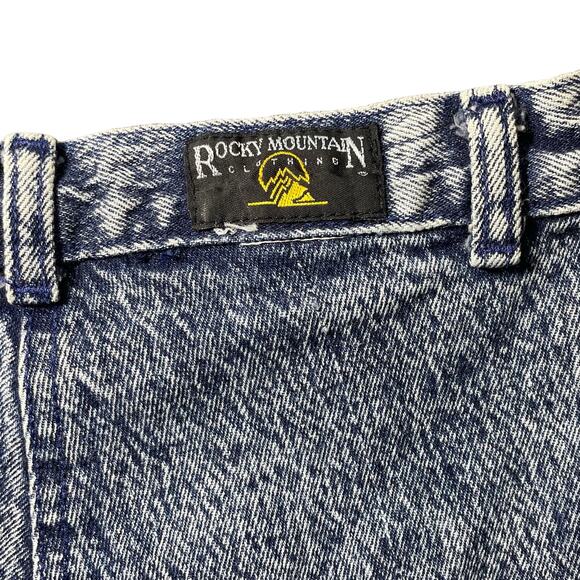 Vintage Rocky Mountain High Waist Acid Wash Bareback Jeans Western Flap Front - Picture 10 of 13